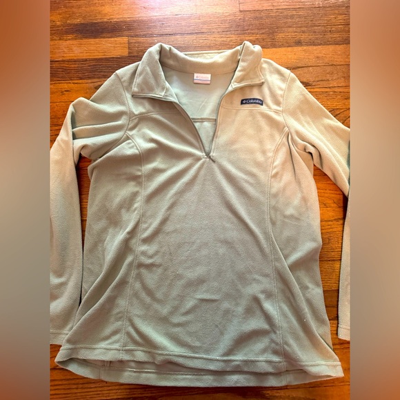 Columbia Fleece Jacket Women Large sage green Quarter Zip Lightweight L - Picture 1 of 6